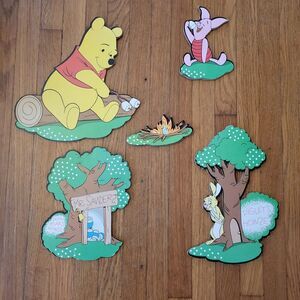 Vintage 1984 Walt Disney Winnie The Pooh Piglet Campfire Wall Decor Set Of 5